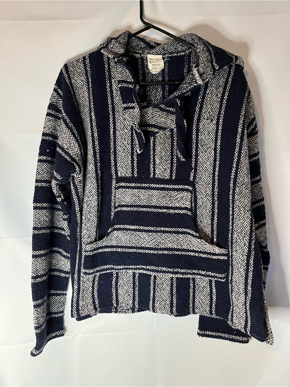 Unisex Striped Navy & White Boho Poncho